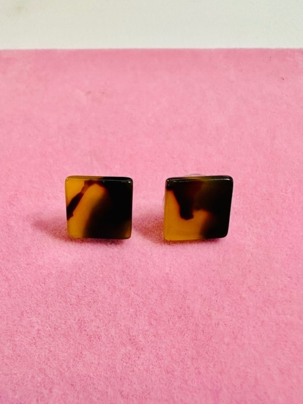 Tortoiseshell Square Stud Earrings